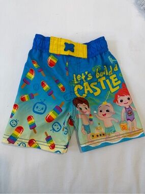 Blue "Let's Build a Castle" Kids Swim Shorts